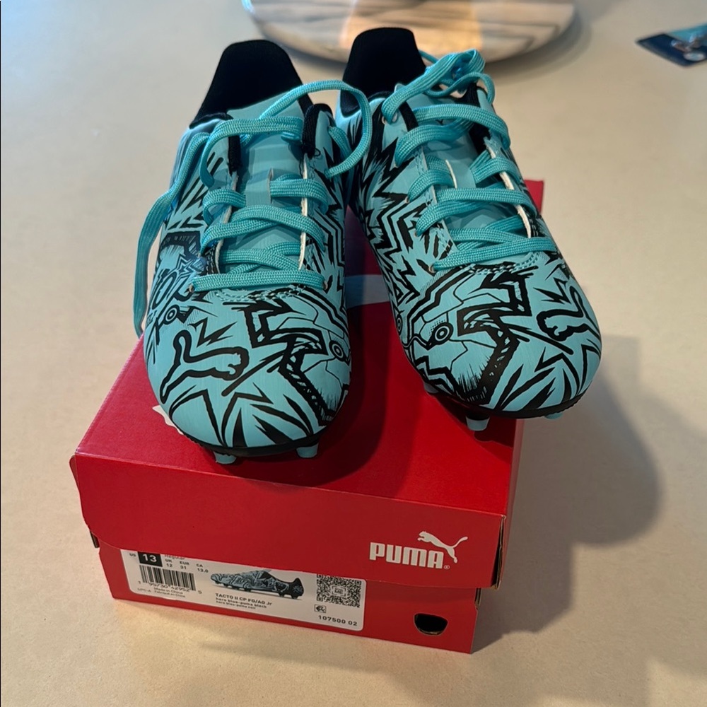PUMA Kids Blue Graphic Soccer cleats